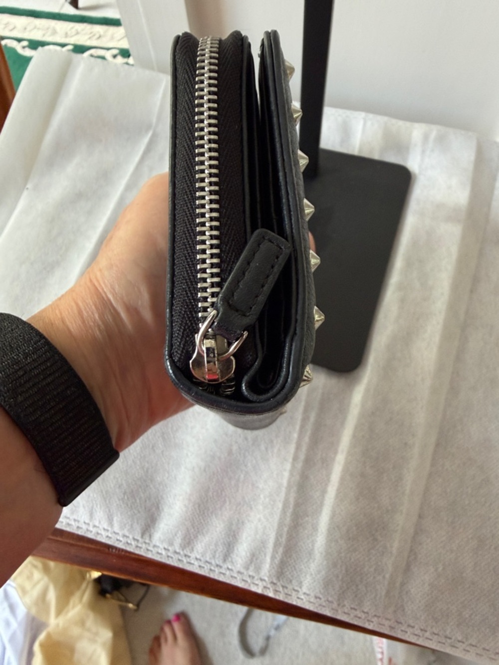 EUC MCM Black Studded Leather Compact Wallet - Picture 4 of 9